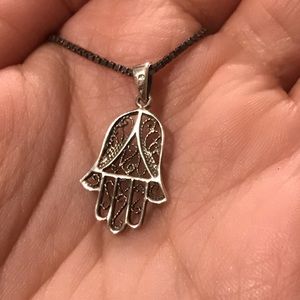 Sterling Silver Hamsa on 925 Box chain